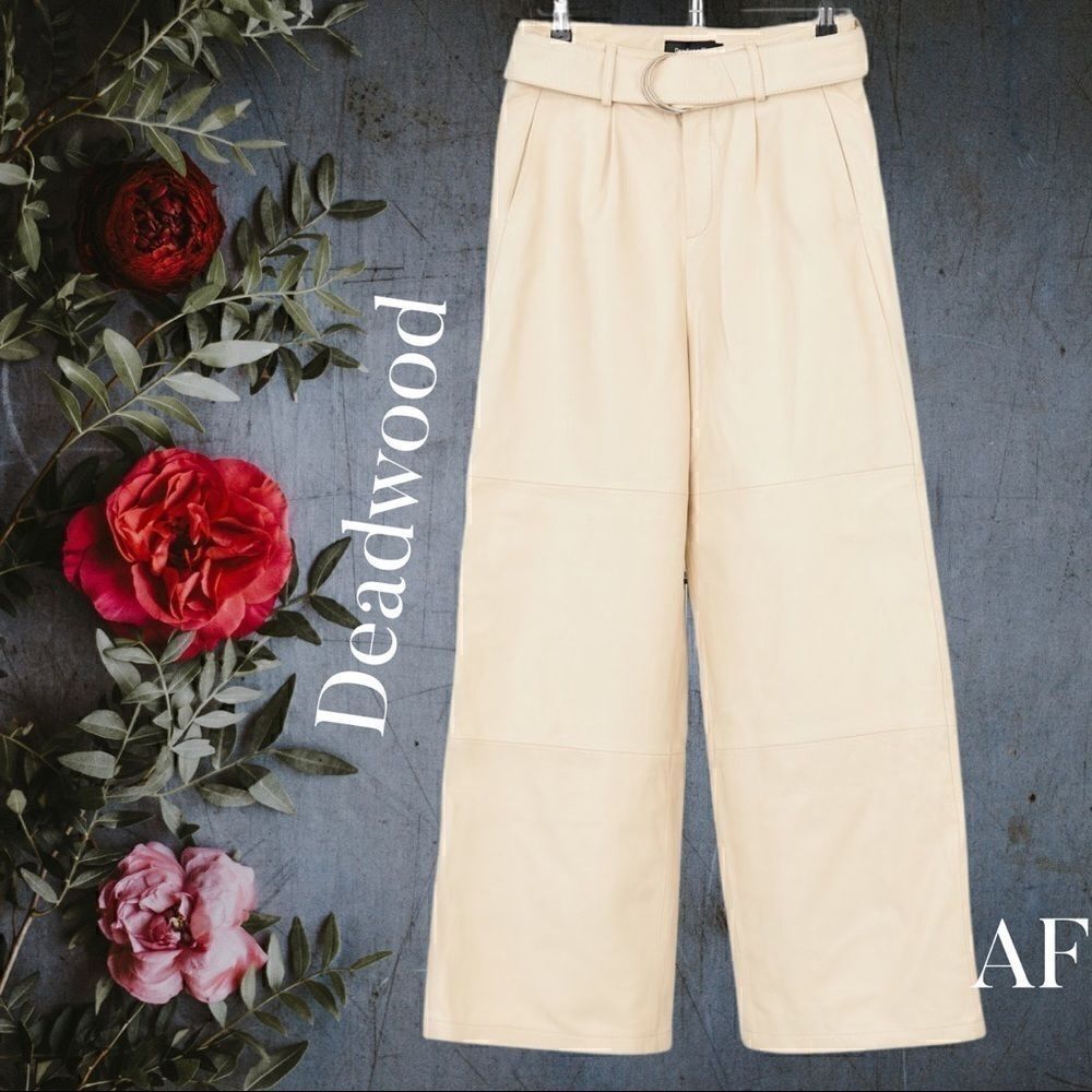 DEADWOOD POPPY LEATHER PANTS CREME NWT